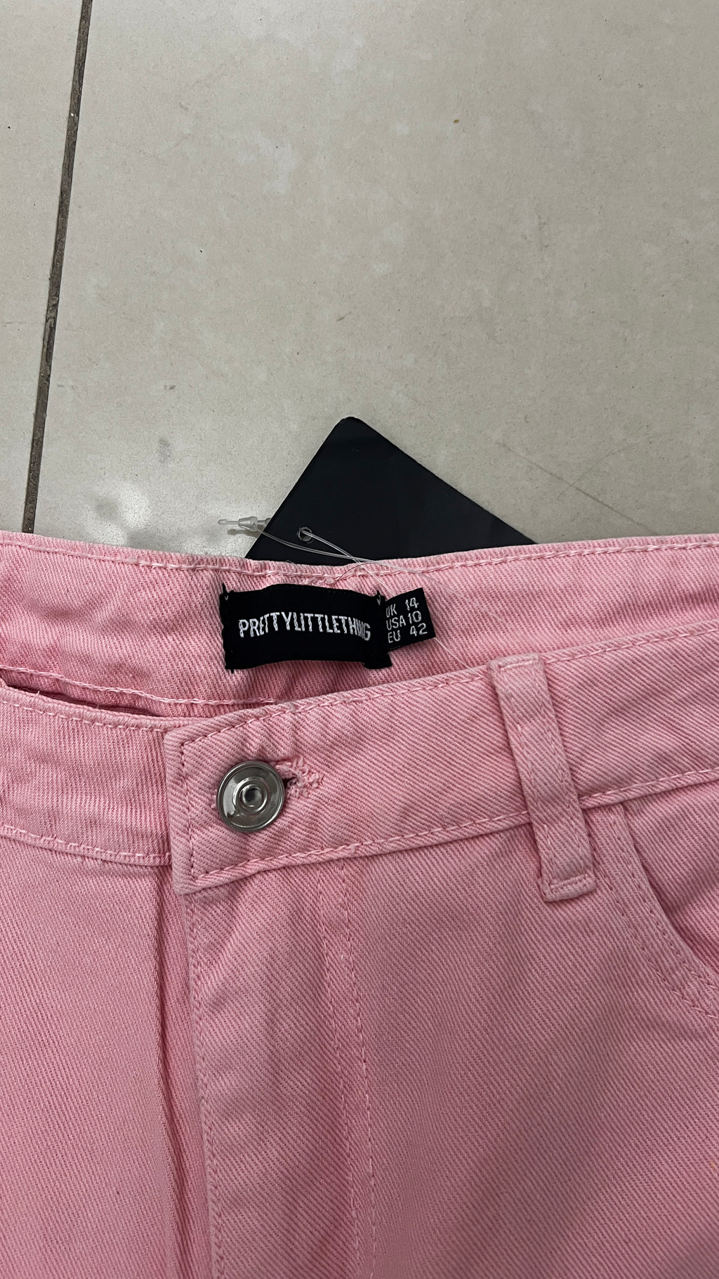 PrettyLittleThing Baby Pink Wide Leg Denim Jeans - Contempor