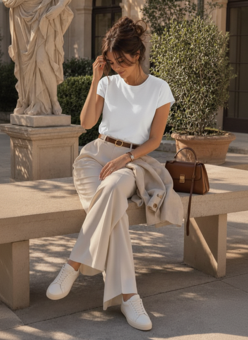 anko White V-Neck Cap-Sleeve Boxy Top