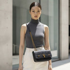 GUESS Guess Black Embossed Logo Flap Shoulder Bag