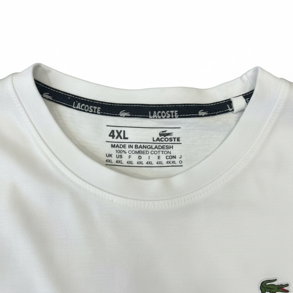LACOSTE Women's Classic White Cotton Crew Neck T-Shirt