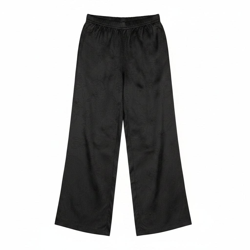 Nayomi Black Jacquard Nightwear Pyjama Pants
