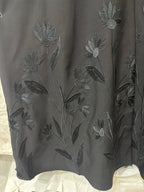 Black Floral Embroidered Abaya with Pointed Cuffs