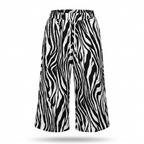 Black and White Zebra Print Wide-Leg Cropped Trousers