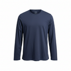 Livergy Men's Navy Blue Long Sleeve Cotton T-Shirt - XL