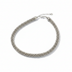 Elegant Silver Beaded Mesh Choker Necklace