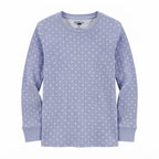[WearU Generated:merch_ghost] OshKosh Periwinkle Blue Polka Dot Long-Sleeve Crew Neck Top – ghost front view