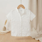 SHEIN White Short-Sleeve Relaxed Button-Front Shirt