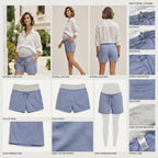 Cornflower Blue Maternity Shorts with Gray Jersey Band