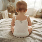 SHEIN White Ribbed Spaghetti Strap Baby Short Romper