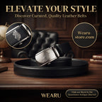 Women's Black Grained Leather Belt with black Buckle