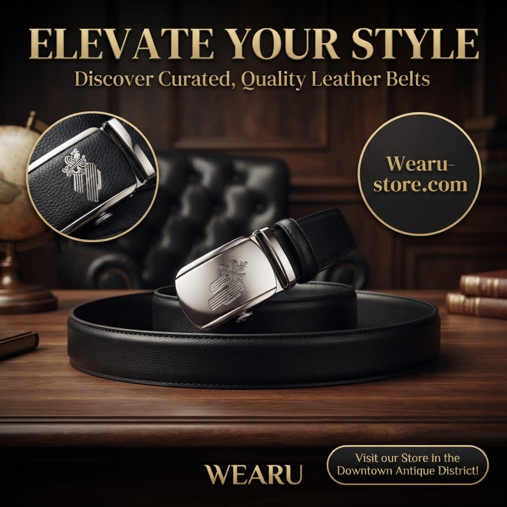 Women's Black Grained Leather Belt with black Buckle