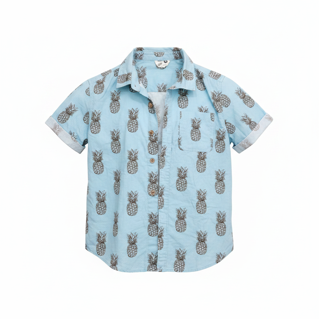 Cotton On Kids Blue Pineapple Short Sleeve Shirt Size 8