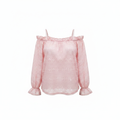 mango Girls Pink Lace Cold-Shoulder Top