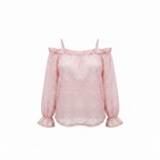 mango Girls Pink Lace Cold-Shoulder Top