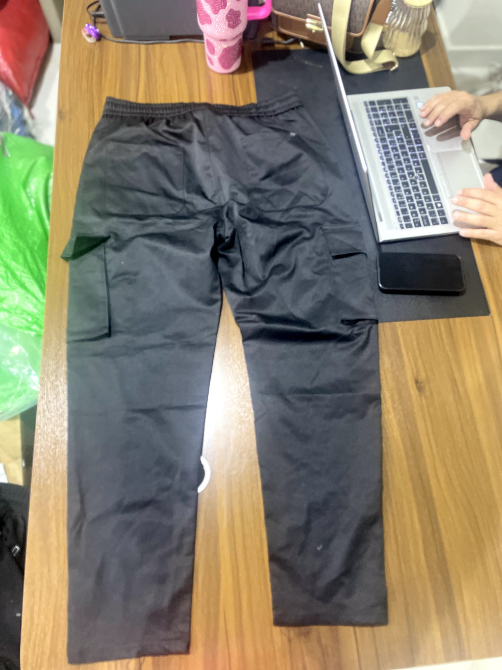FORZA Black Relaxed Fit Cargo Trousers with Drawstring Waist