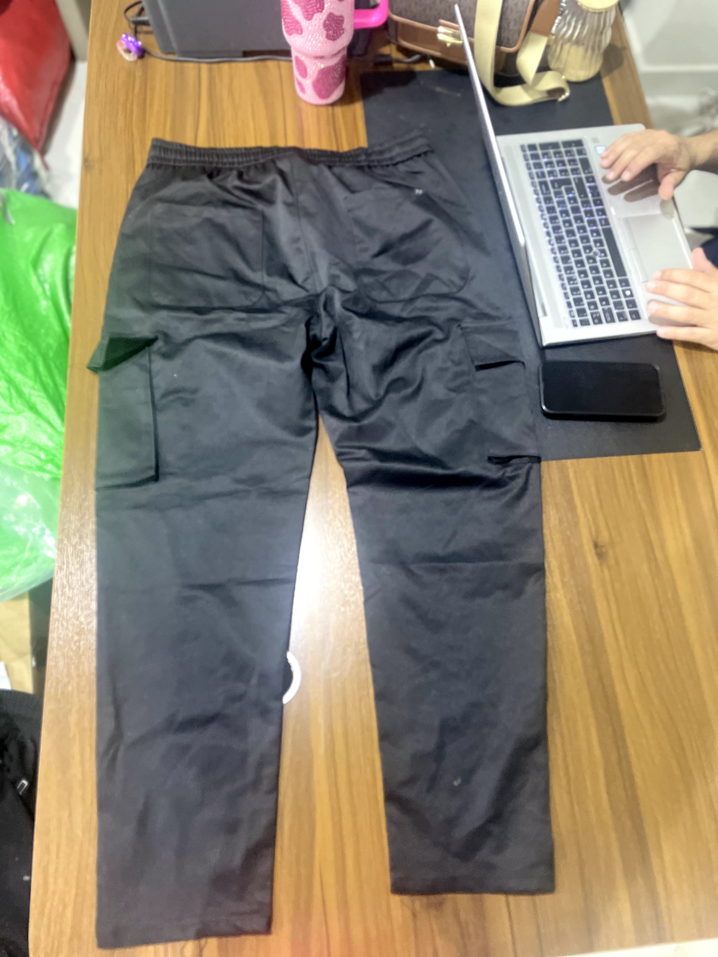 FORZA Black Relaxed Fit Cargo Trousers with Drawstring Waist