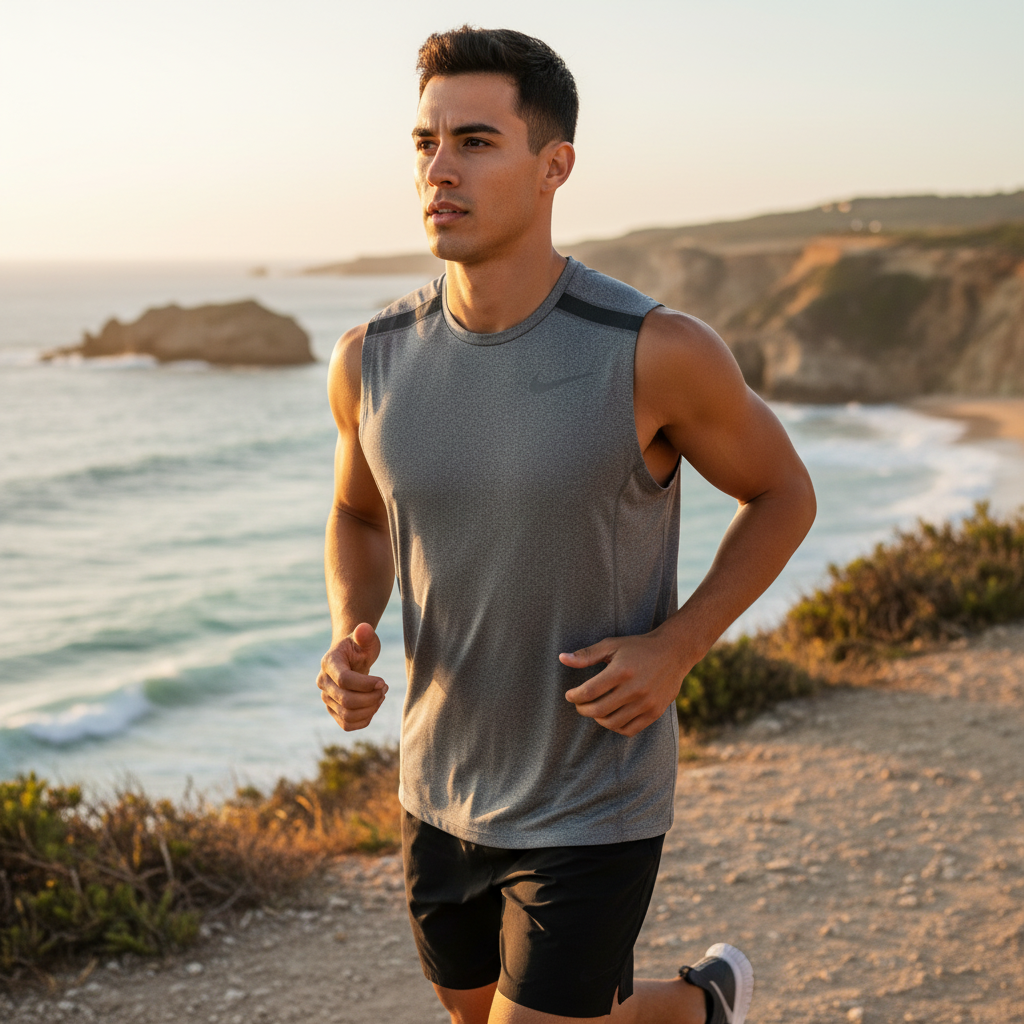 Nike Men's Grey Running Tank Top - Premium
