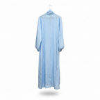 Tris BOUTIQUE Women's Light Blue Pleated Long Kimono Robe