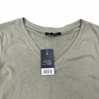 Women's Sage Green V-Neck Relaxed Cotton T-Shirt
