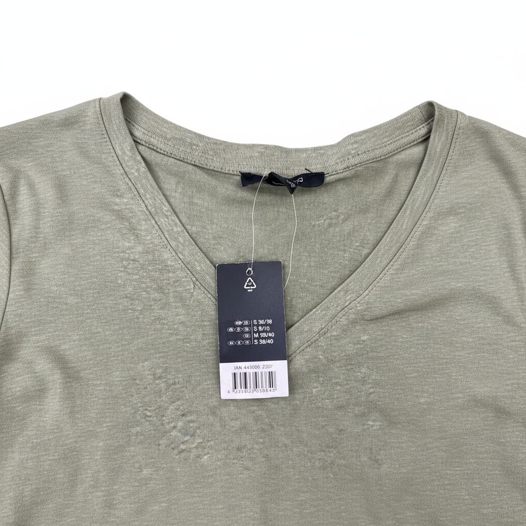 Women's Sage Green V-Neck Relaxed Cotton T-Shirt