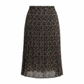Women's Black Floral Pleated Midi Skirt