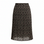Women's Black Floral Pleated Midi Skirt