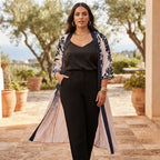 SHEIN Women's Pale Pink Long Floral Kimono Abaya Jacket