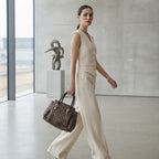 LOUIS VUITTON PARIS Brown Checkered Structured Top-Handle To