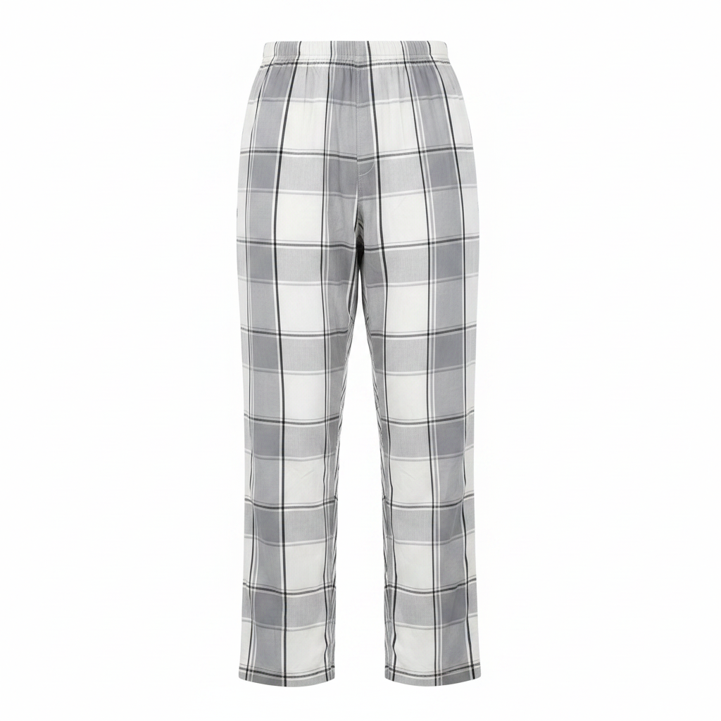 Men's Livergy Plaid Checkered Pajama Lounge Pants - Grey