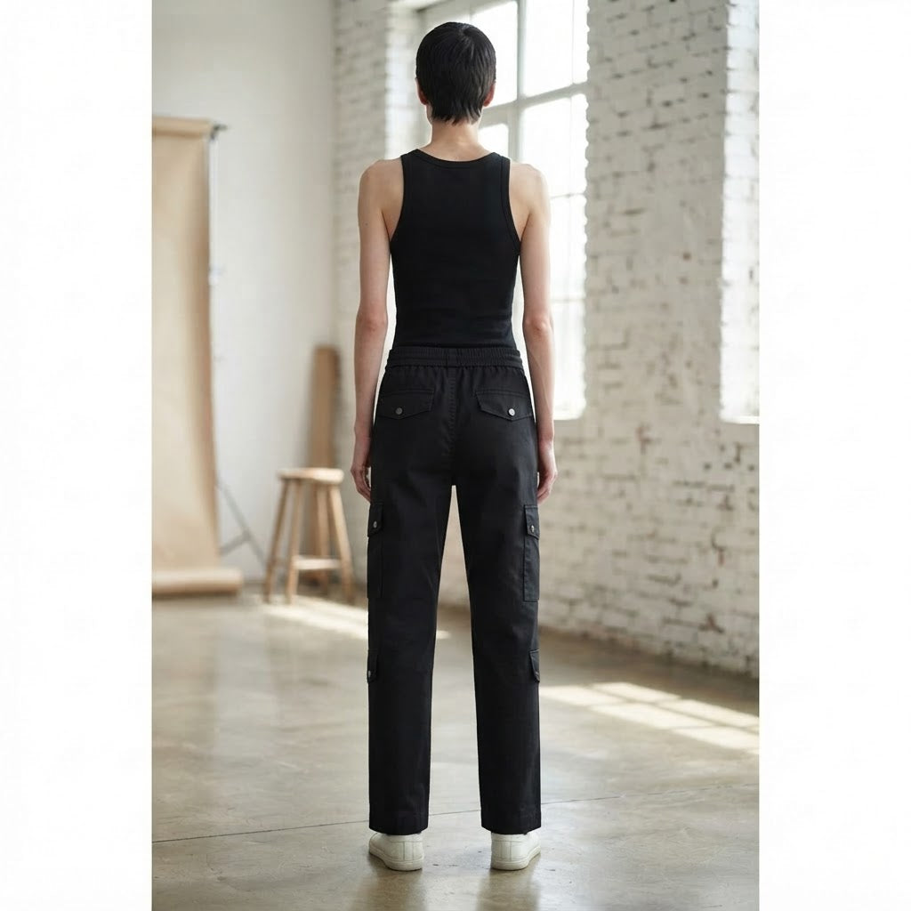 represent Black Wide Leg Cargo Trousers with Multi-Pocket Ut