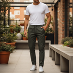 Six COLLECTION Men's Olive Green Drawstring Tapered Trousers