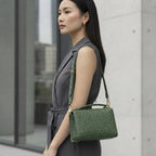 Forest Green Ostrich-Effect Crossbody Bag
