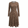 SHEIN Women's Brown Animal Print A-Line Midi Skirt