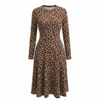 SHEIN Women's Brown Animal Print A-Line Midi Skirt