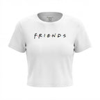 F.R.I.E.N.D.S Women's White Graphic Logo Crew Neck T-Shirt