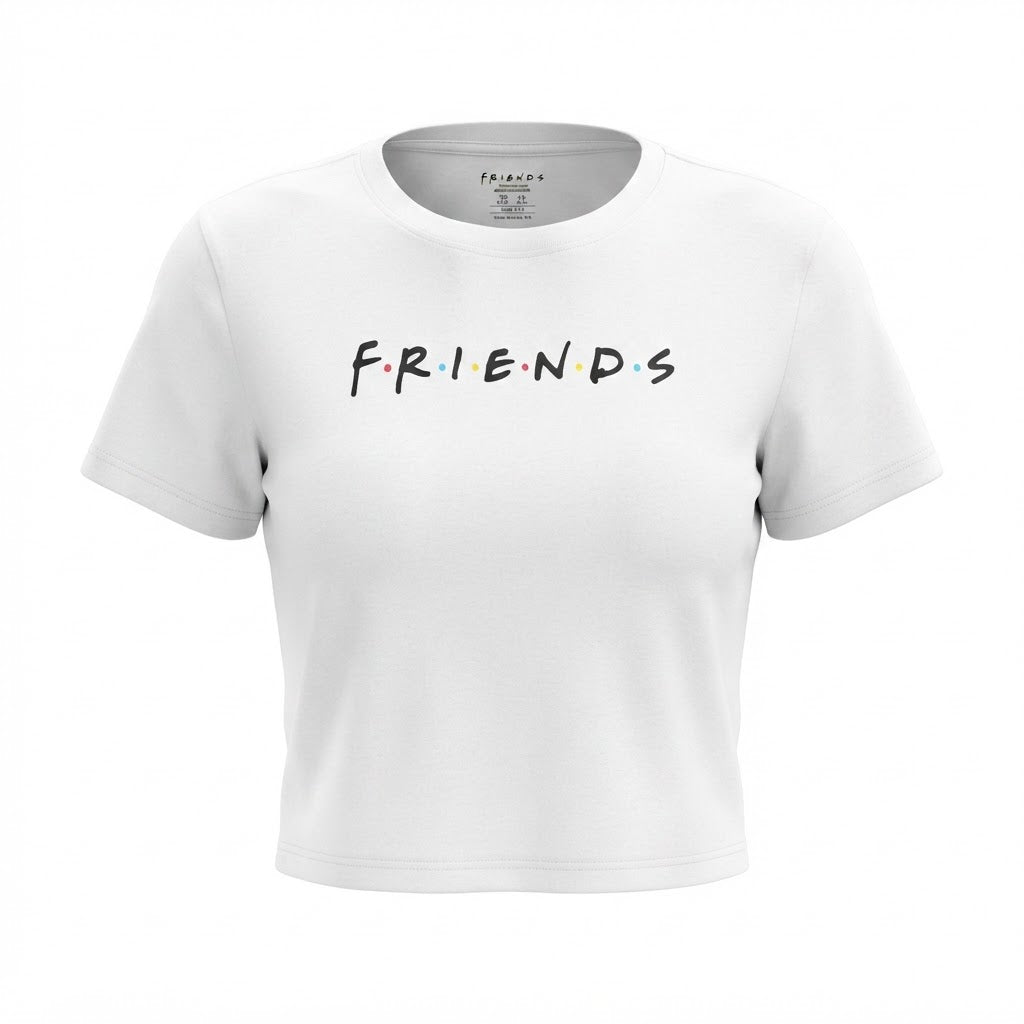 F.R.I.E.N.D.S Women's White Graphic Logo Crew Neck T-Shirt