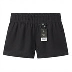 Women's Black High-Waisted Smocked Elasticated Shorts