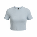 SHEIN Light Blue Ribbed Crew Neck Crop Top - Size L