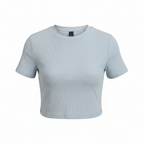 SHEIN Light Blue Ribbed Crew Neck Crop Top - Size L