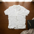SHEIN White Short-Sleeve Relaxed Button-Front Shirt