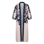SHEIN Women's Pale Pink Long Floral Kimono Abaya Jacket