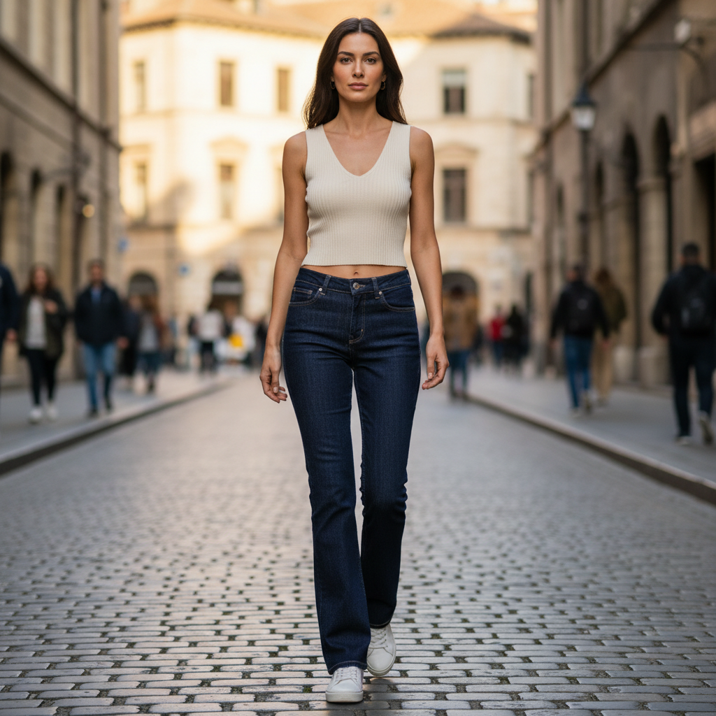 Women's Dark Indigo High-Waisted Flare Denim Jeans