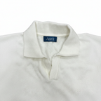 Aura White Textured Knit Johnny Collar Polo Shirt