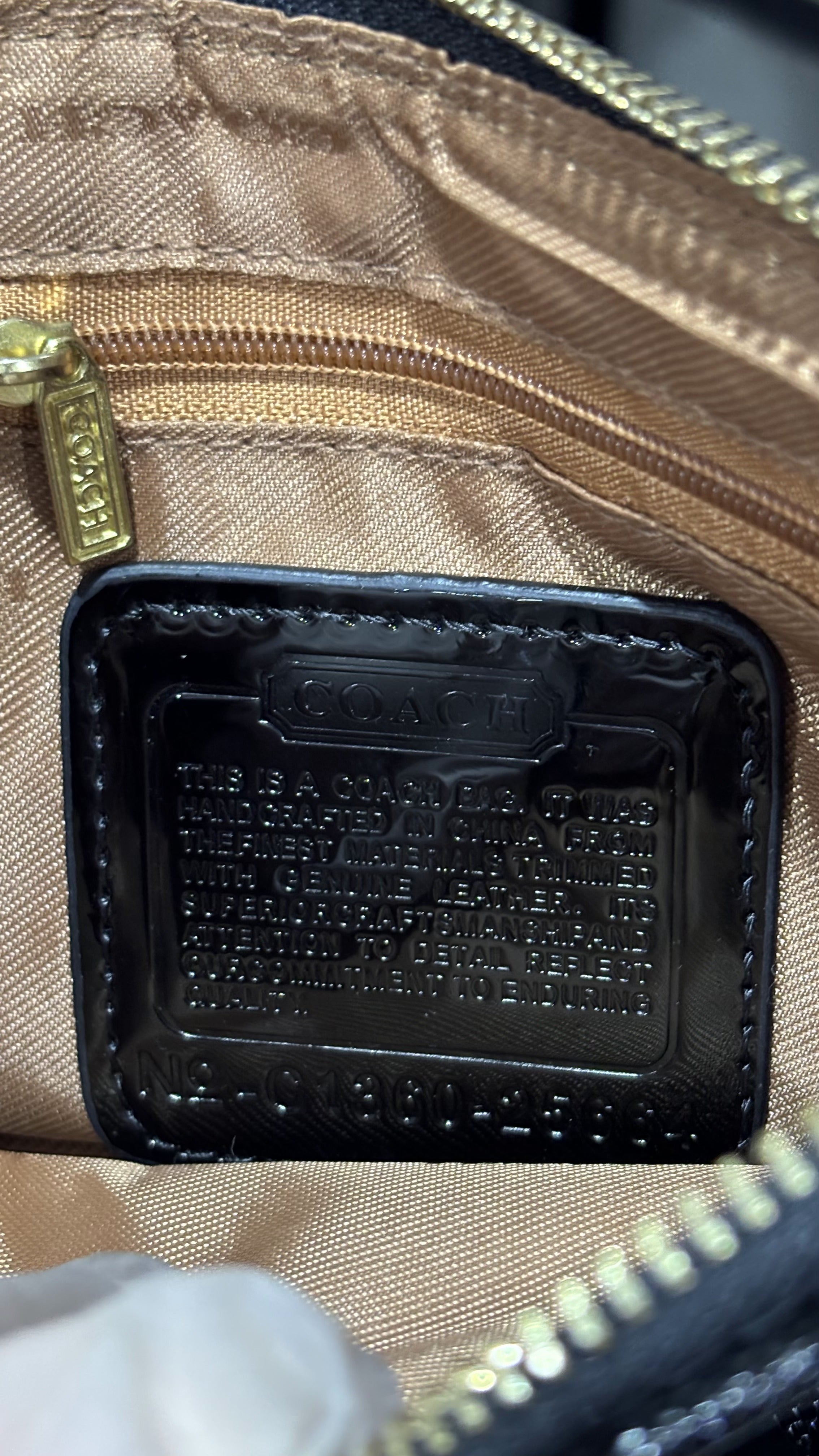 COACH NEW YORK Black Embossed Patent Leather Shoulder Bag