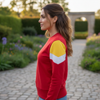 Kitri Women's Red Colorblock Diagonal Stripe Sweatshirt