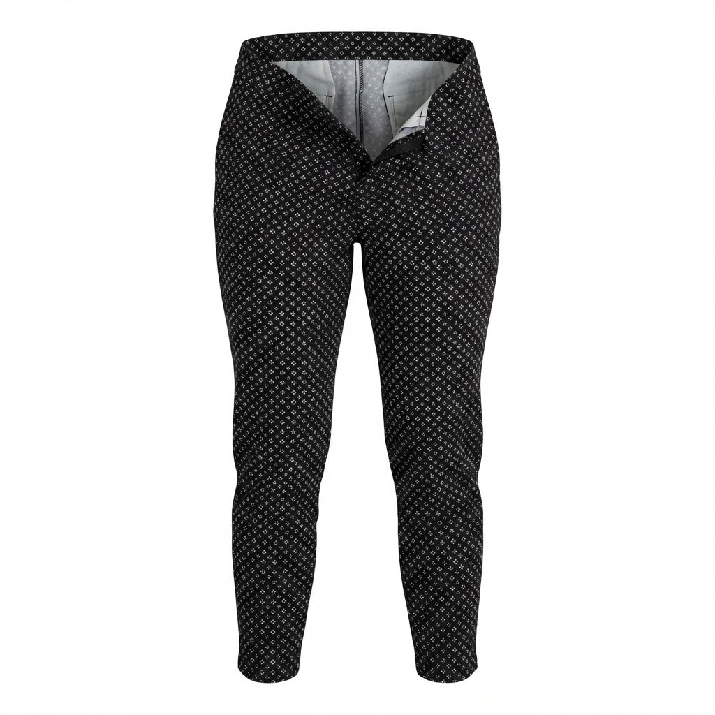 Women's Black & black Geometric Slim Fit Trousers