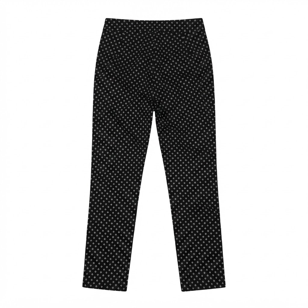 Women's Black and black Geometric Print Slim-Fit Trousers
