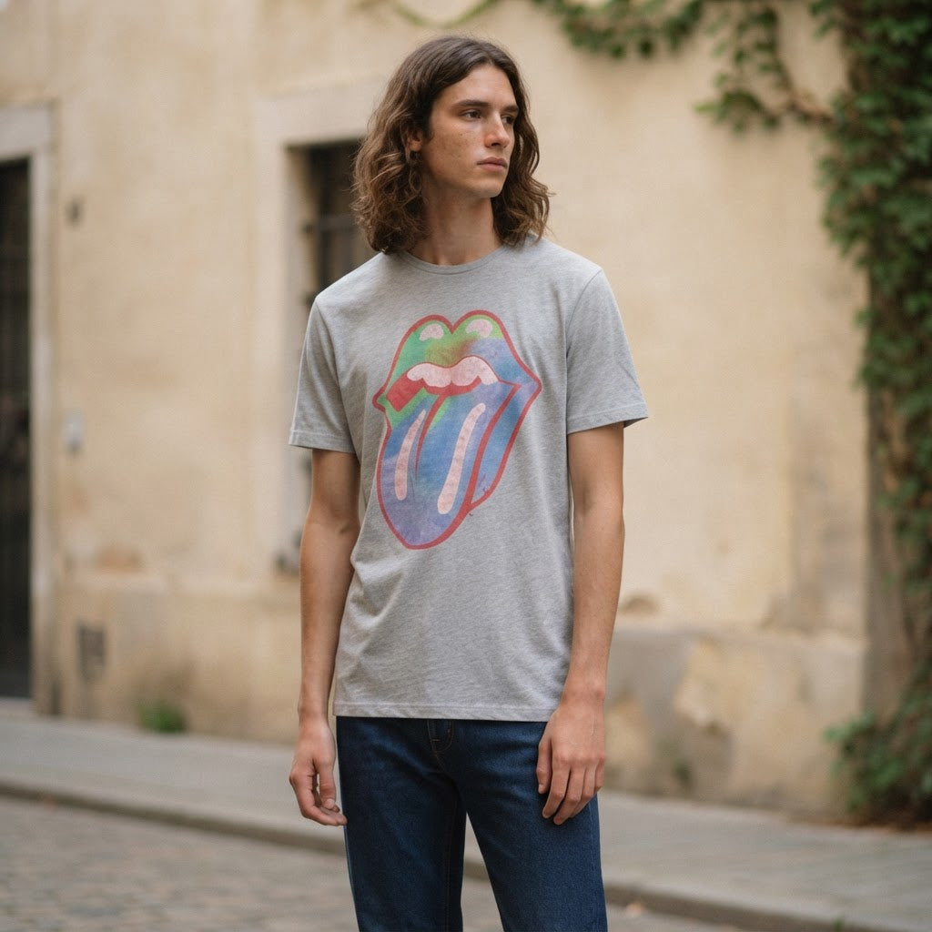 Springfield Heather Grey Rolling Stones Tie-Dye Graphic T-Sh