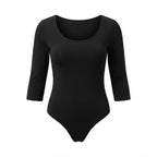 esmara Women's Black Scoop Neck Long Sleeve Bodysuit