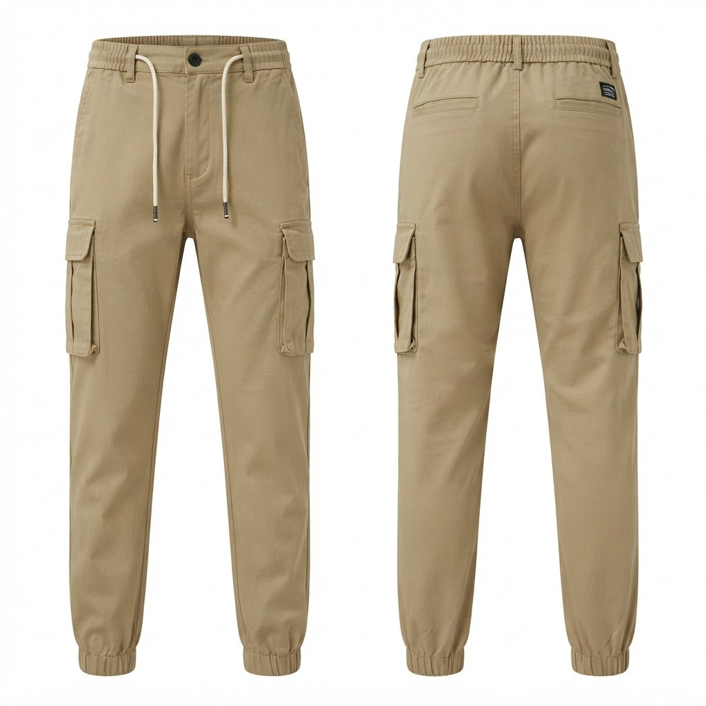 NICENICENIC Khaki Cargo Jogger Trousers with Bellowed Pocket